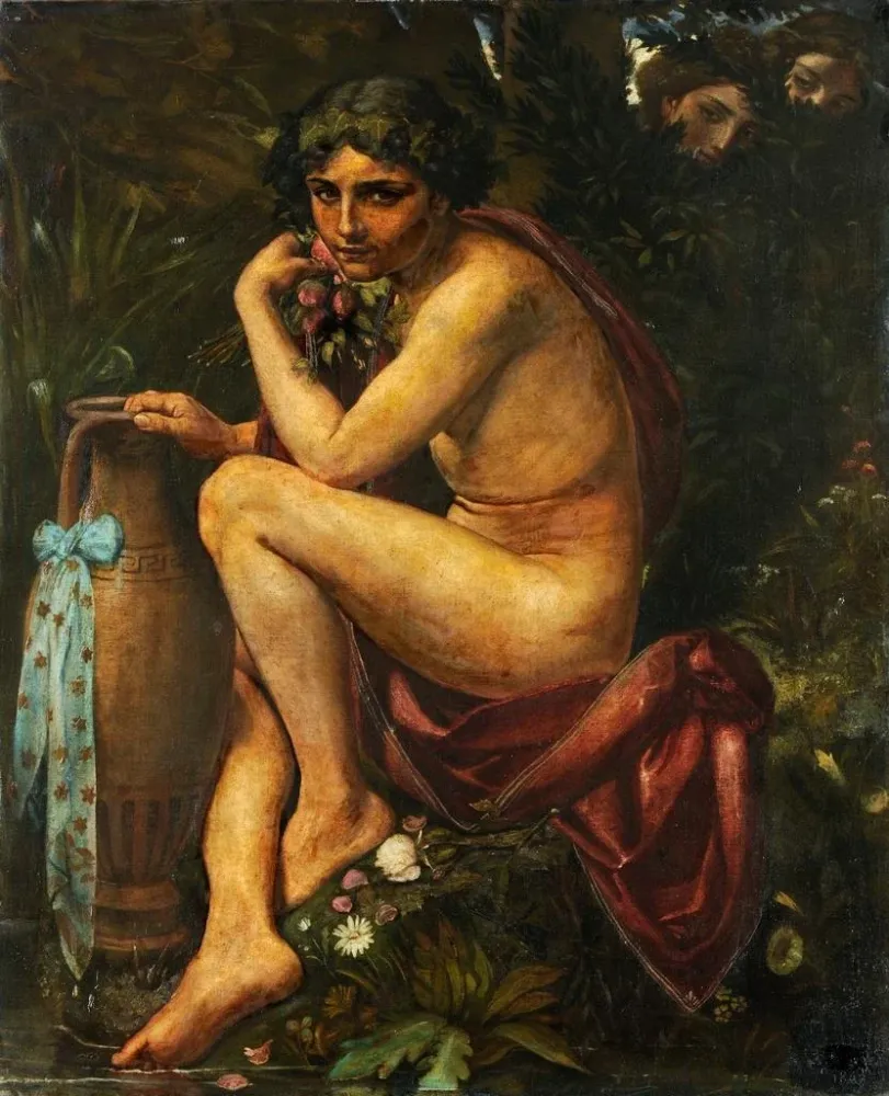 Maalaus Narcisse écouté par des nymphe - Achilles Forcart | Taidetuloste