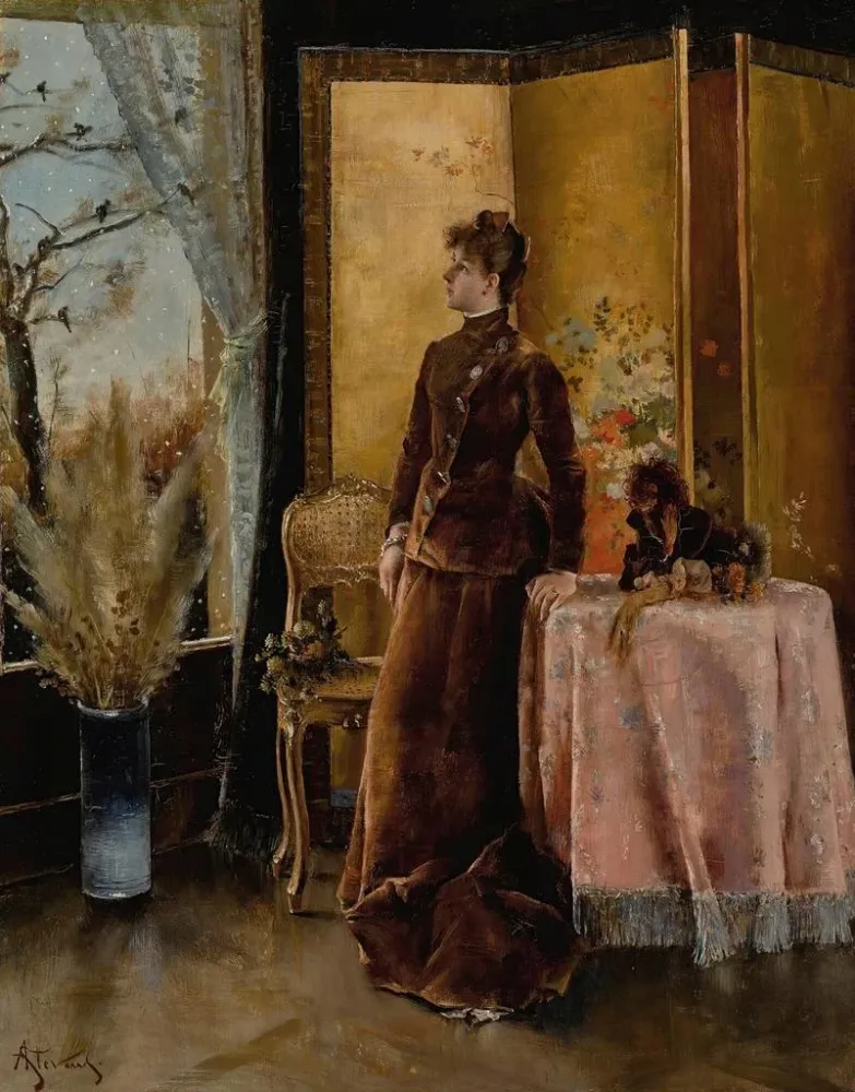 Maalaus La Neige - Alfred Stevens | Taidetuloste