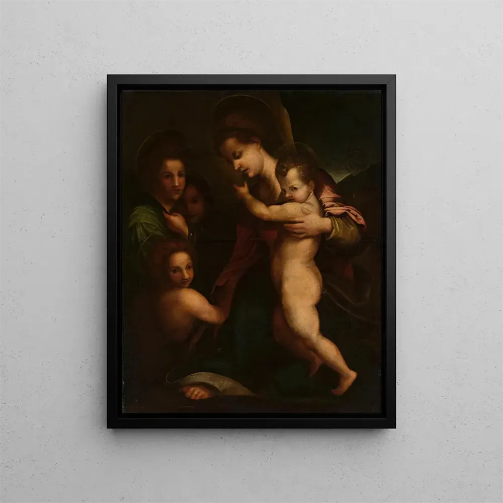 Maalaus Neitsyt ja lapsi Jeesus ja pyhä Johannes - Andrea del Sarto | Taidetuloste