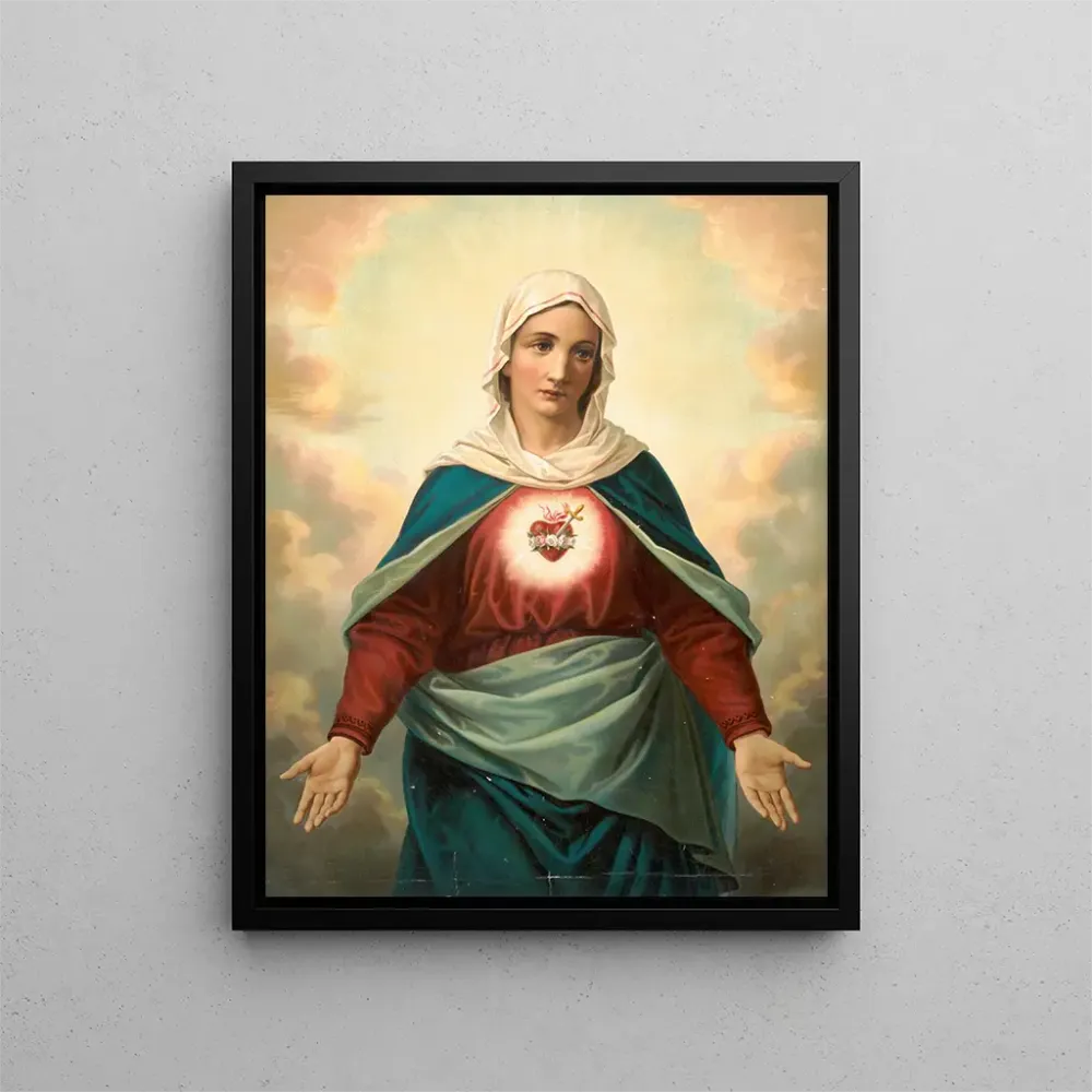 Maalaus Neitsyt Maria sydämen symbolilla rintakehässä - Anonyymi