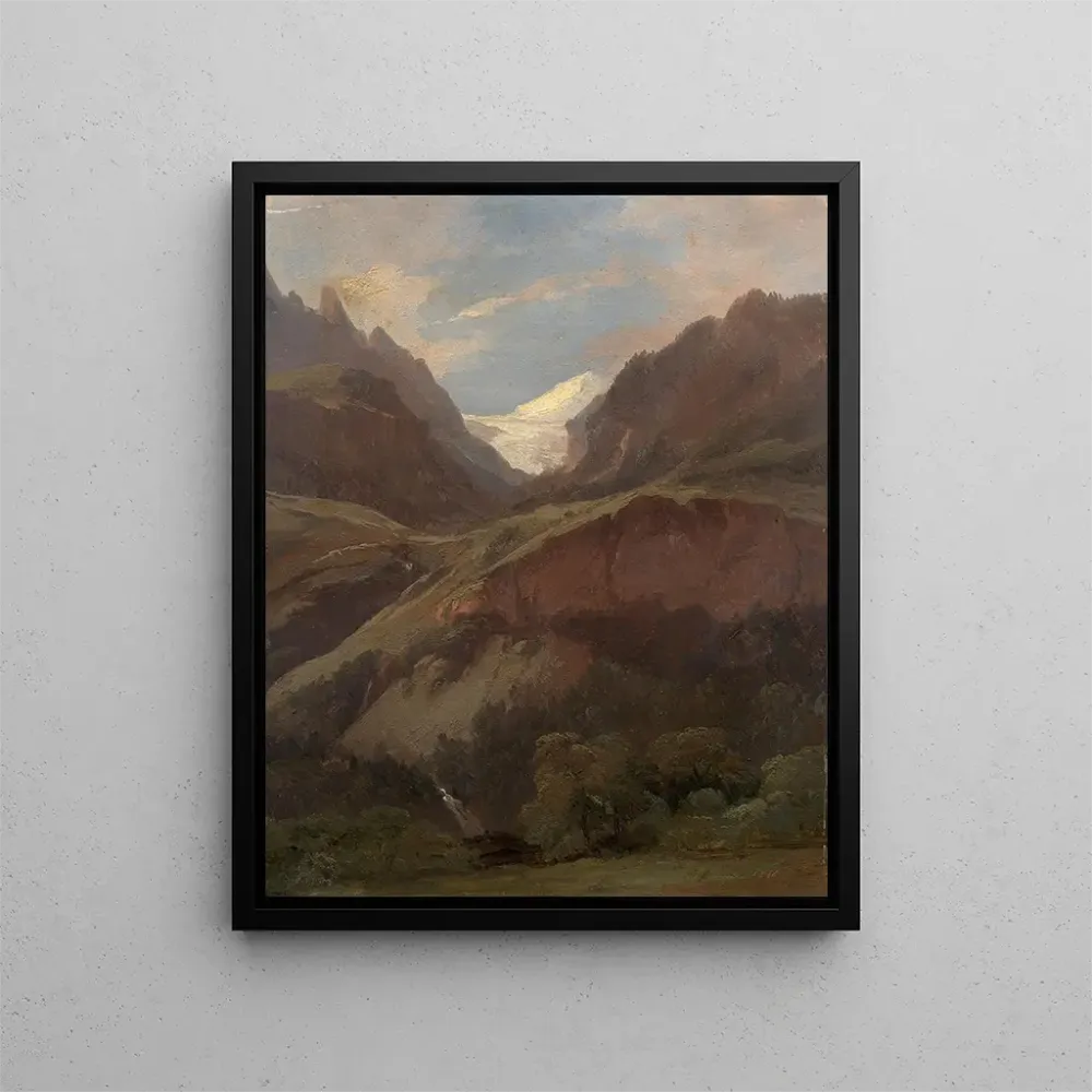 Maalaus Näkymä Wetterhornista ja Reichenbachista Meiringenistä - Alexandre Calame | Taidetuloste
