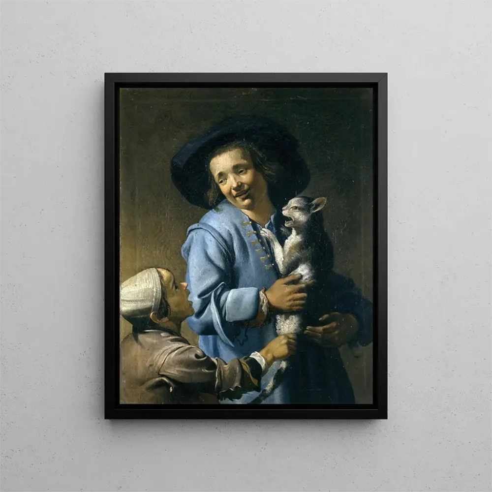 Maalaus Nuoret leikkivät kissan kanssa - Abraham Bloemaert | Taidetuloste