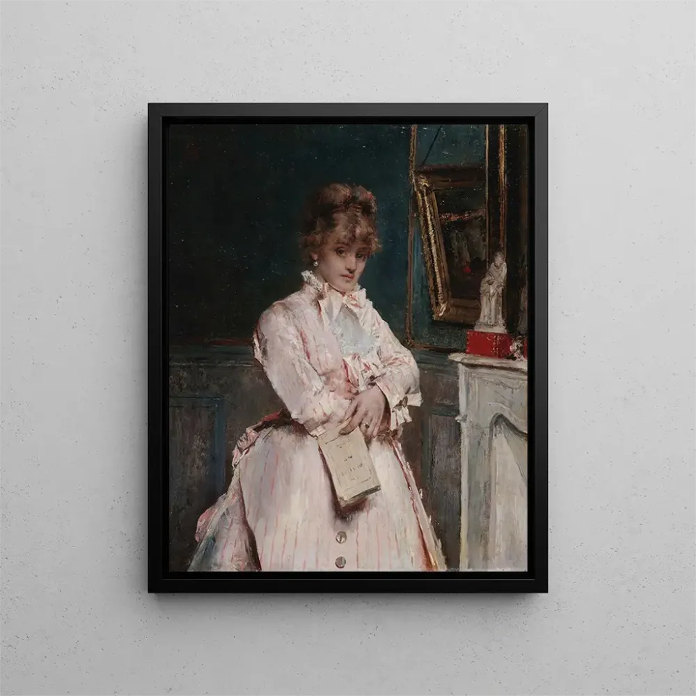 Maalaus Nuori nainen, joka pitää kirjaa - Alfred Stevens | Taidetuloste