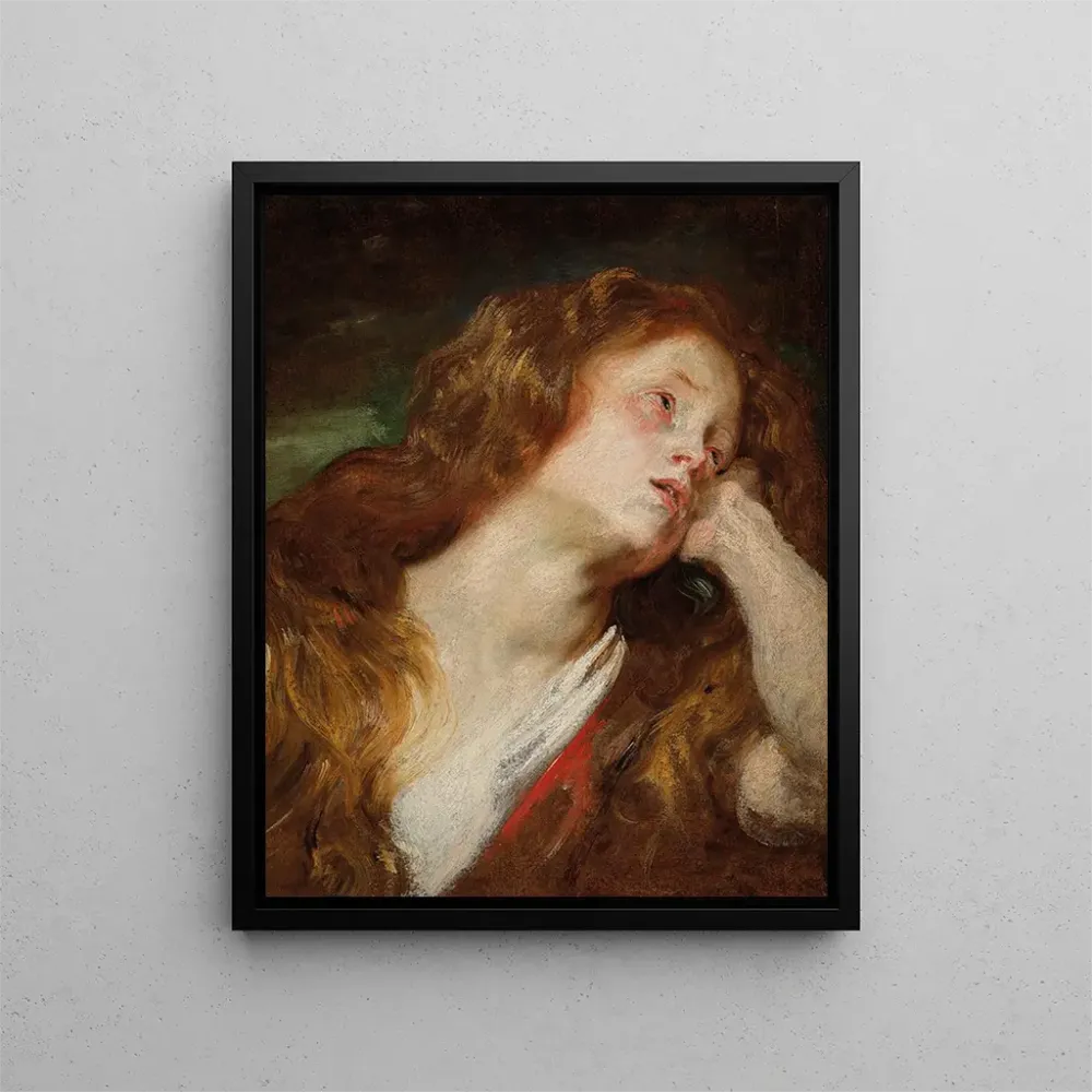 Maalaus Nuori nainen lepää päänsä, todennäköisesti Madeleine penitente - Antoine van Dyck | Taidetuloste