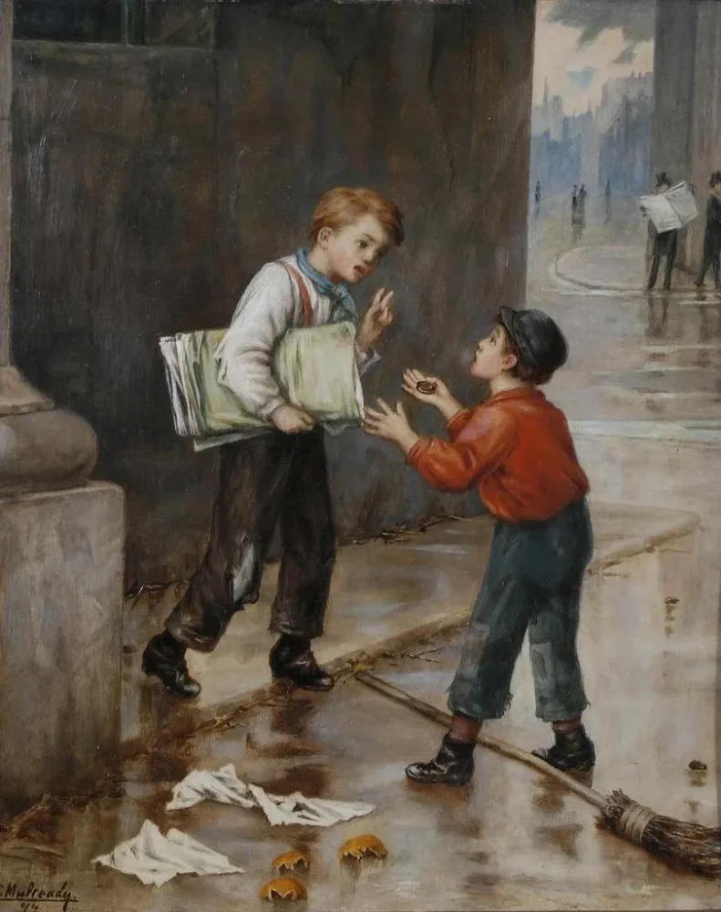 Maalaus Onnen hetkessä - Augustus Edwin Mulready | Taidetuloste