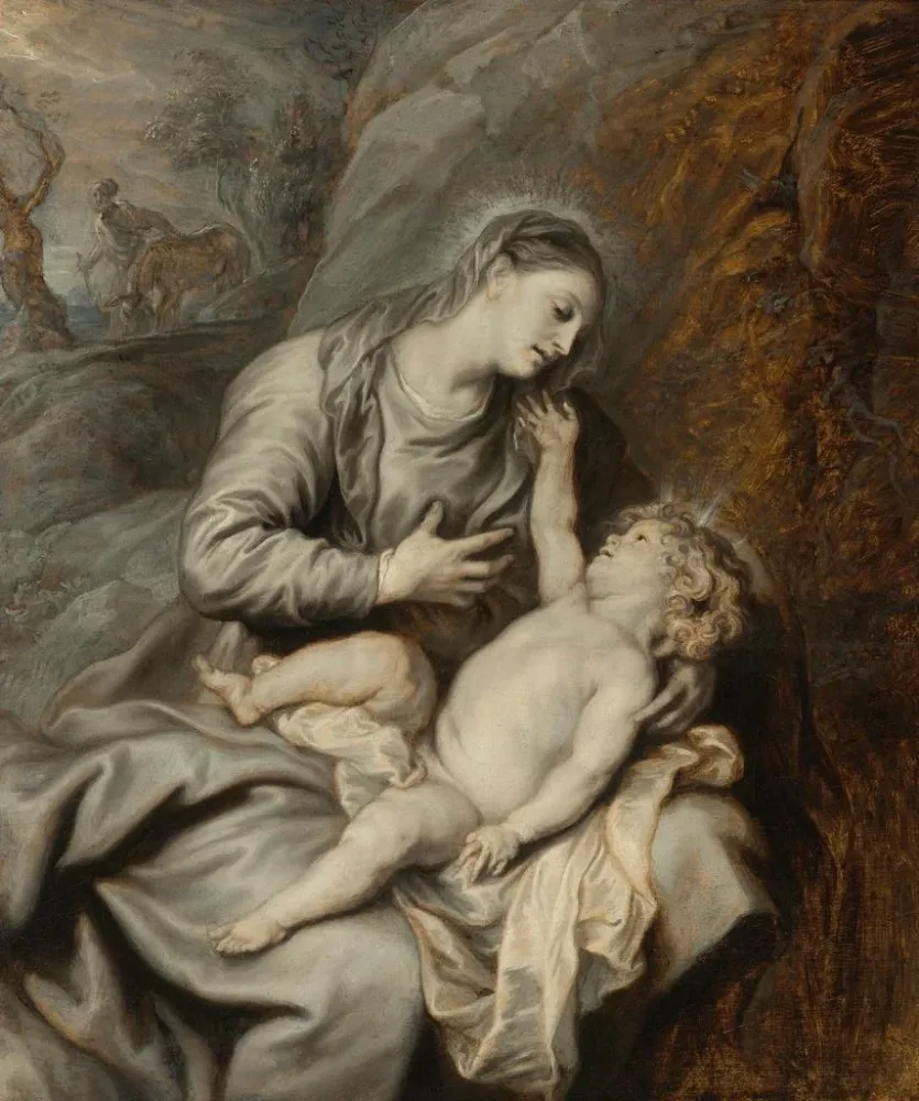 Maalaus Pakollinen lepo Egyptin paossa - Antoine van Dyck | Taidetuloste