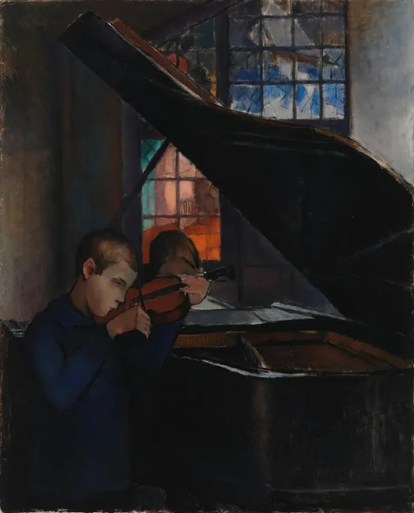 Maalaus Par le Grand Piano - Alvar Cawén | Taidetuloste