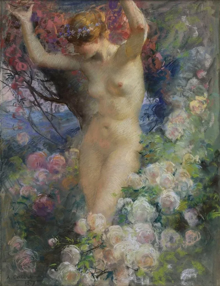 Maalaus Parmi les roses - Antoine Calbet | Taidetuloste