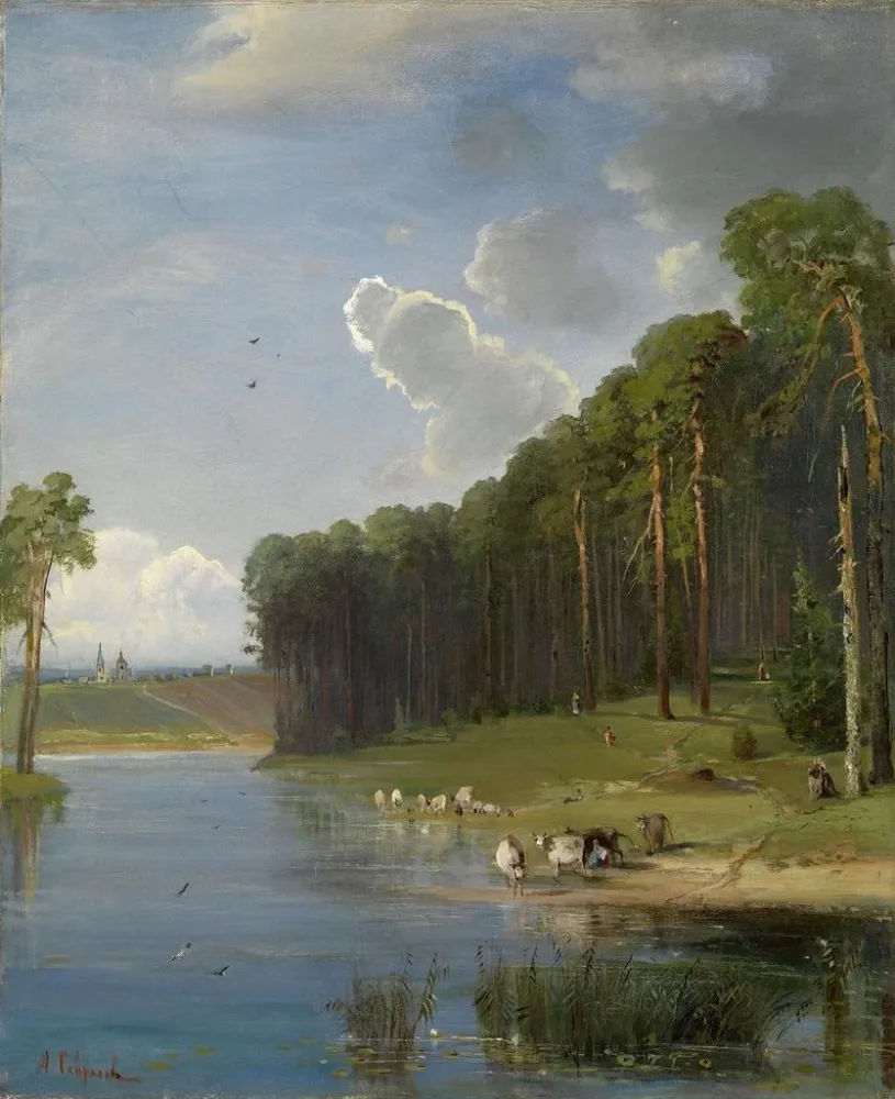 Maalaus Pastoraalinen kohtaus - Alexei Kondratievich Savrasov | Taidetuloste