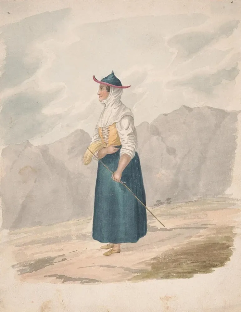 Maalaus Paysanne avec bâton La Palma - Alfred Diston | Taidetuloste