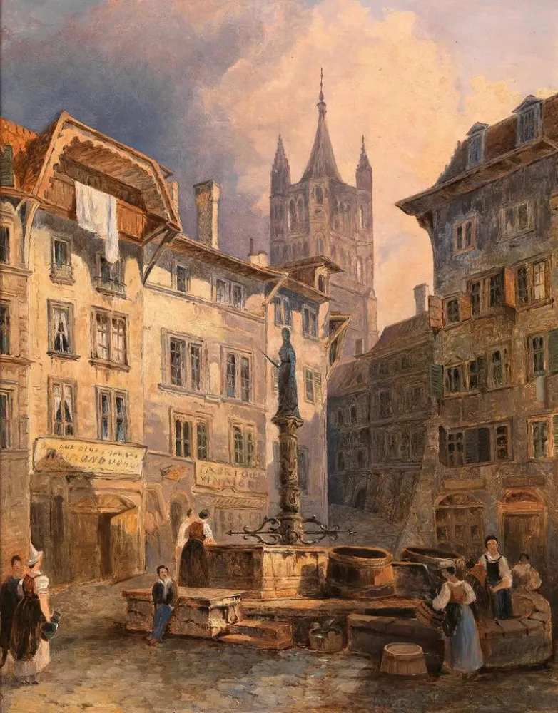 Maalaus Place de Palud à Lausanne - Adalbert Stifter | Taidetuloste