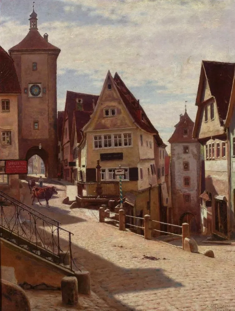 Maalaus Am Plänlein à Rothenburg - Aleksander Gierymski | Taidetuloste