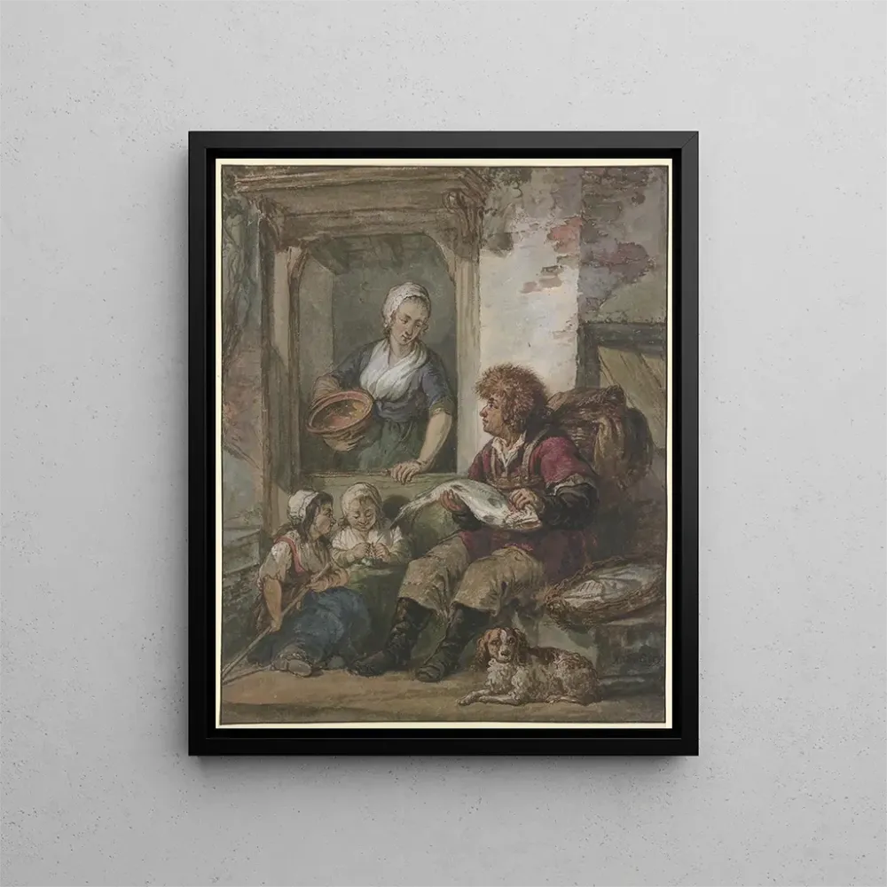 Maalaus Poissonnier et servante à une porte - Abraham van Strij | Taidetuloste