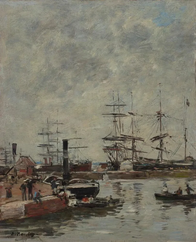 Maalaus Port de navires au quai - Eugène Boudin | Taidetuloste