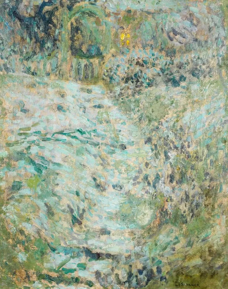 Maalaus Portaat puutarhassa ilman lunta, Gerberoy - Henri le Sidaner | Taidetuloste