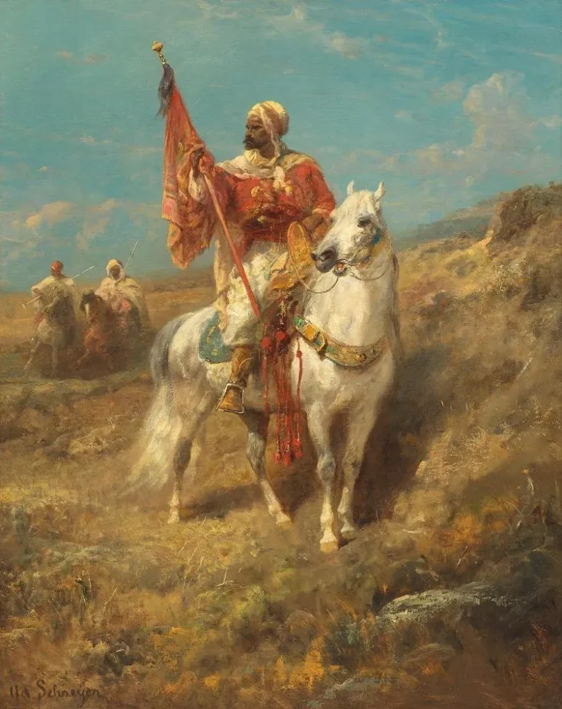 Maalaus Le porte-étendard - Adolf Schreyer | Taidetuloste