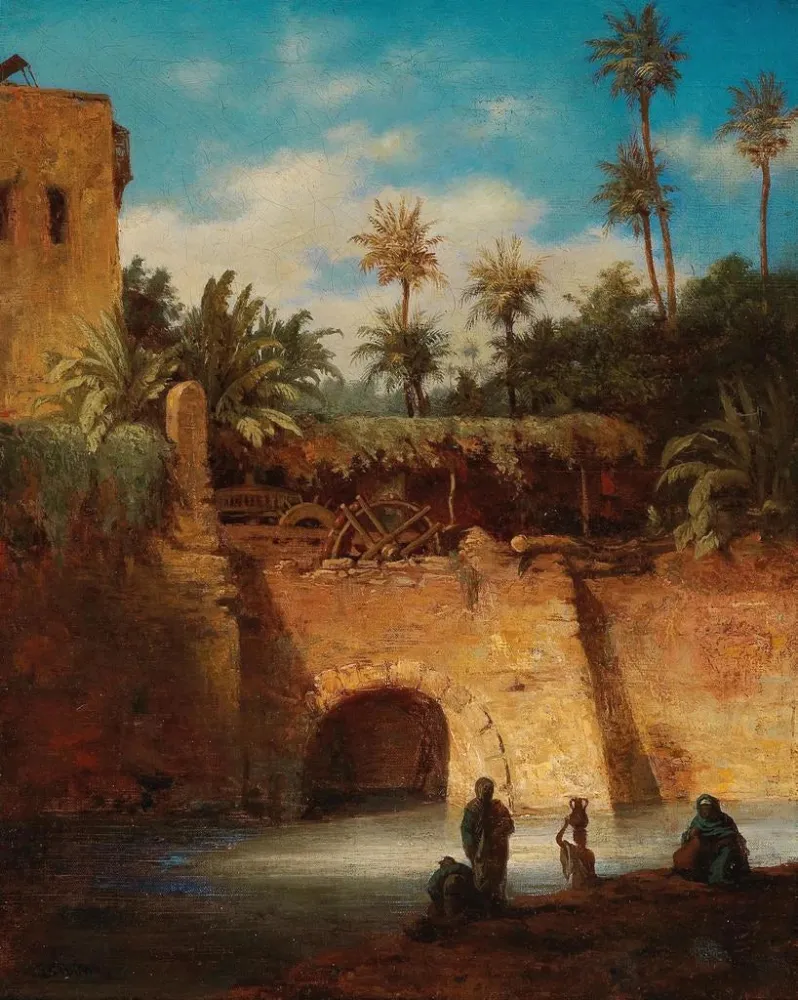 Maalaus Porteurs d'eau près du moulin - Alois Schönn | Taidetuloste