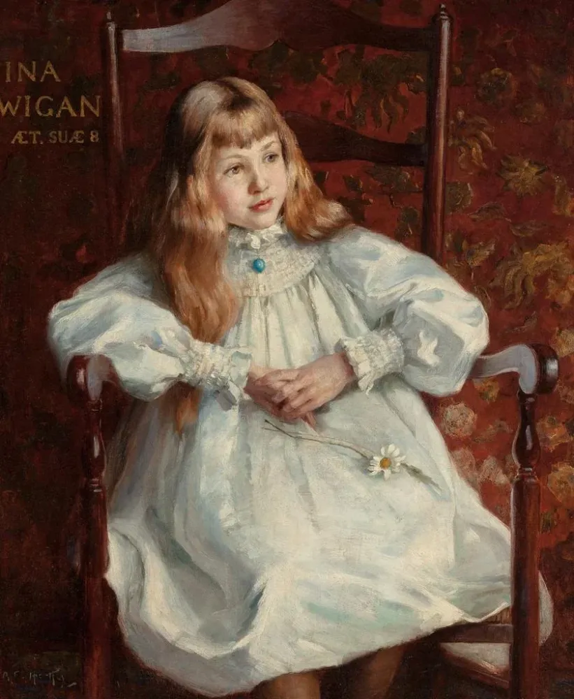 Maalaus Portrait d'Ina Wigan à l'âge de huit ans - Alfred Hartley | Taidetuloste