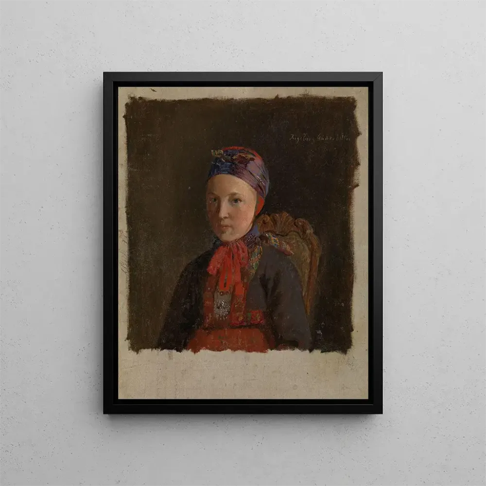 Maalaus Portrait d'Ingeborg Anderdatter Gulsvig - Adolph Tidemand | Taidetuloste