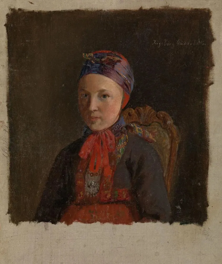 Maalaus Portrait d'Ingeborg Anderdatter Gulsvig - Adolph Tidemand | Taidetuloste