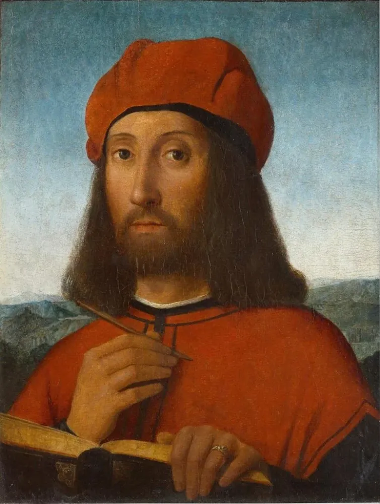 Maalaus Portrait d'un homme avec béret rouge et livre - Antonio de Saliba | Taidetuloste
