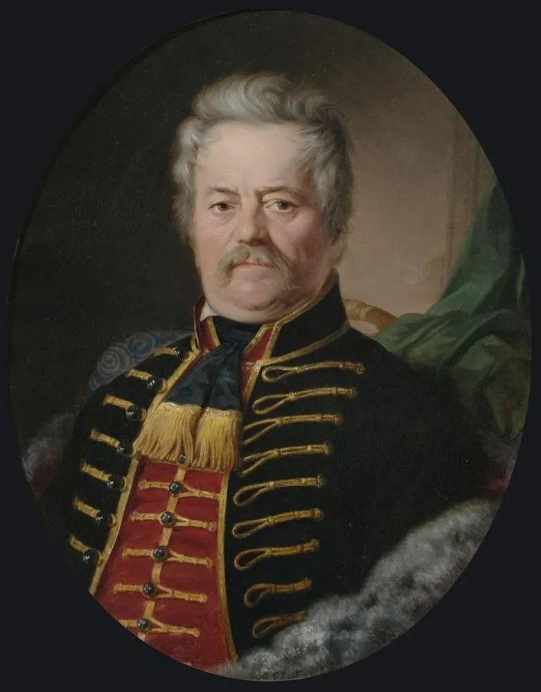 Maalaus Portrait d'un noble gentilhomme en uniforme de hussard - Anton Ebert | Taidetuloste