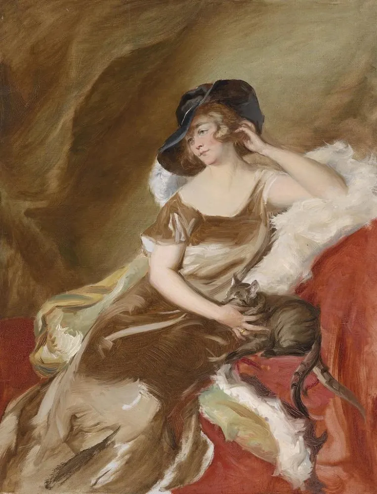 Maalaus Portrait d'une dame avec un chat - Adolf Pirsch | Taidetuloste