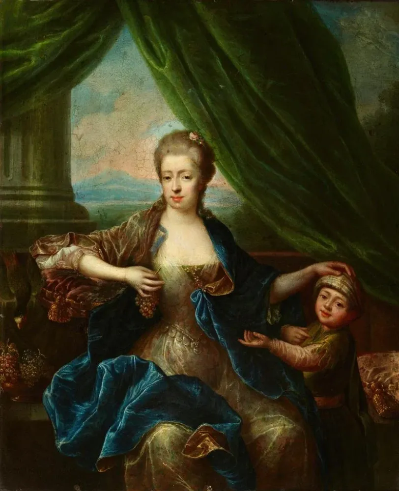Maalaus Portrait d'une dame avec un enfant - Anonyme | Taidetuloste