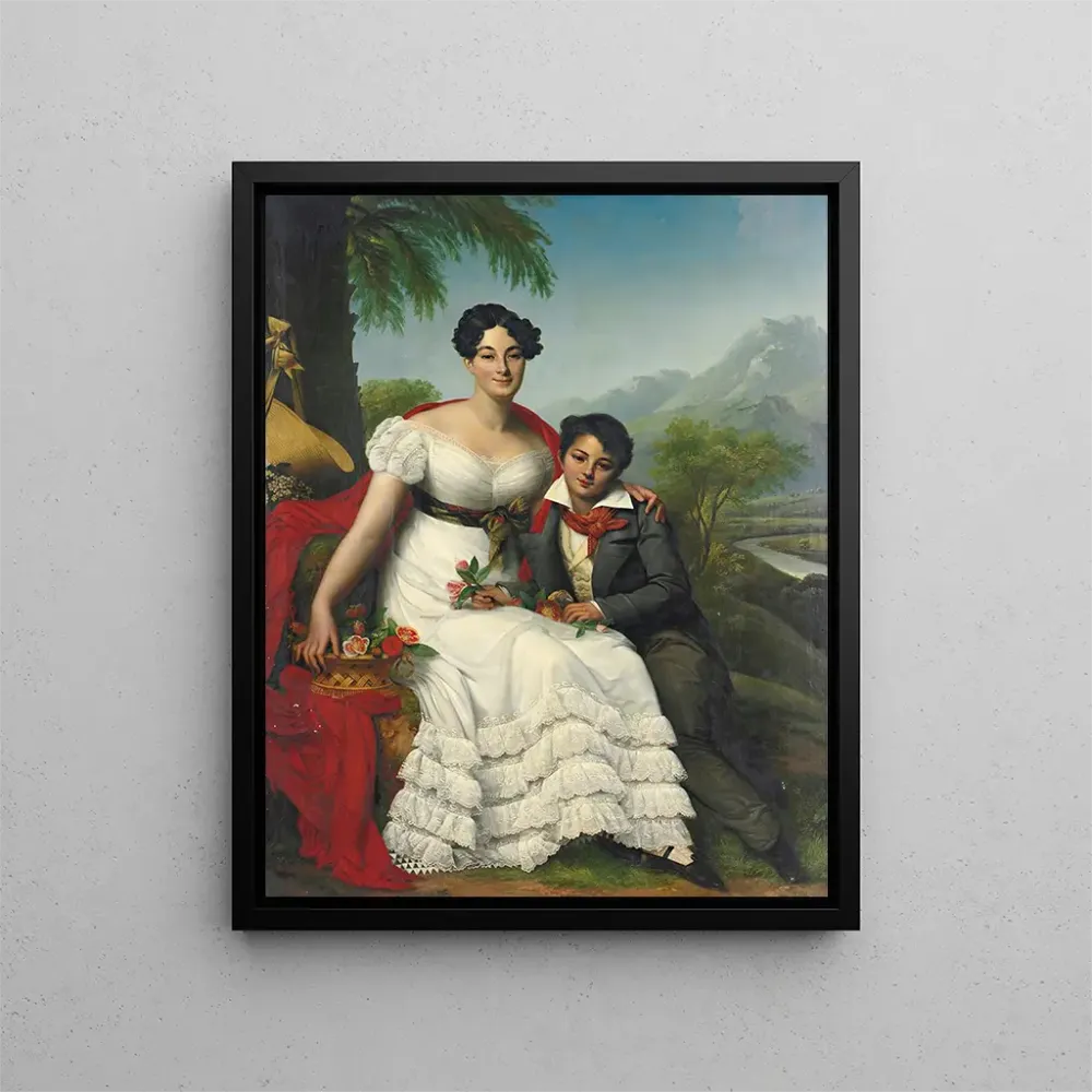 Maalaus Portrait d'une dame et de son fils - August Riedel | Taidetuloste