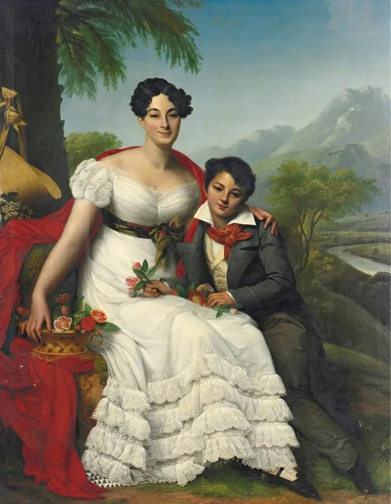 Maalaus Portrait d'une dame et de son fils - August Riedel | Taidetuloste