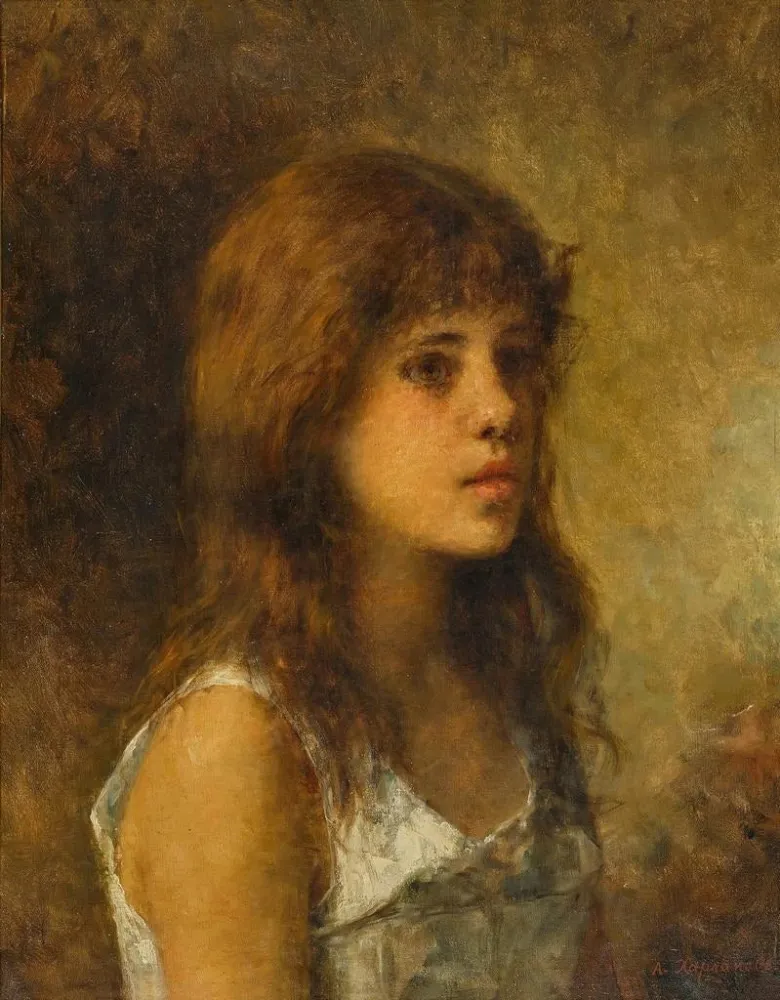 Maalaus Portrait d'une fille - Alexei Harlamoff | Taidetuloste