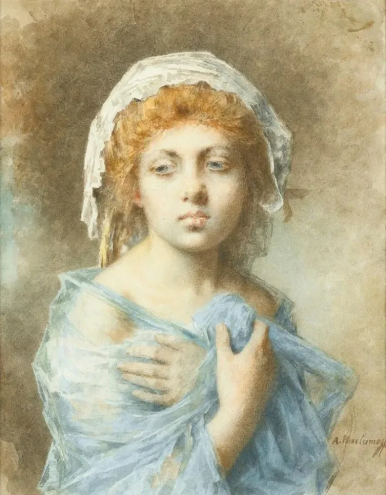 Maalaus Portrait d'une jeune femme - Alexei Harlamoff | Taidetuloste