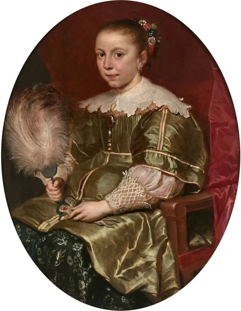 Maalaus Portrait d'une jeune fille avec un éventail - Cornelis de Vos | Taidetuloste