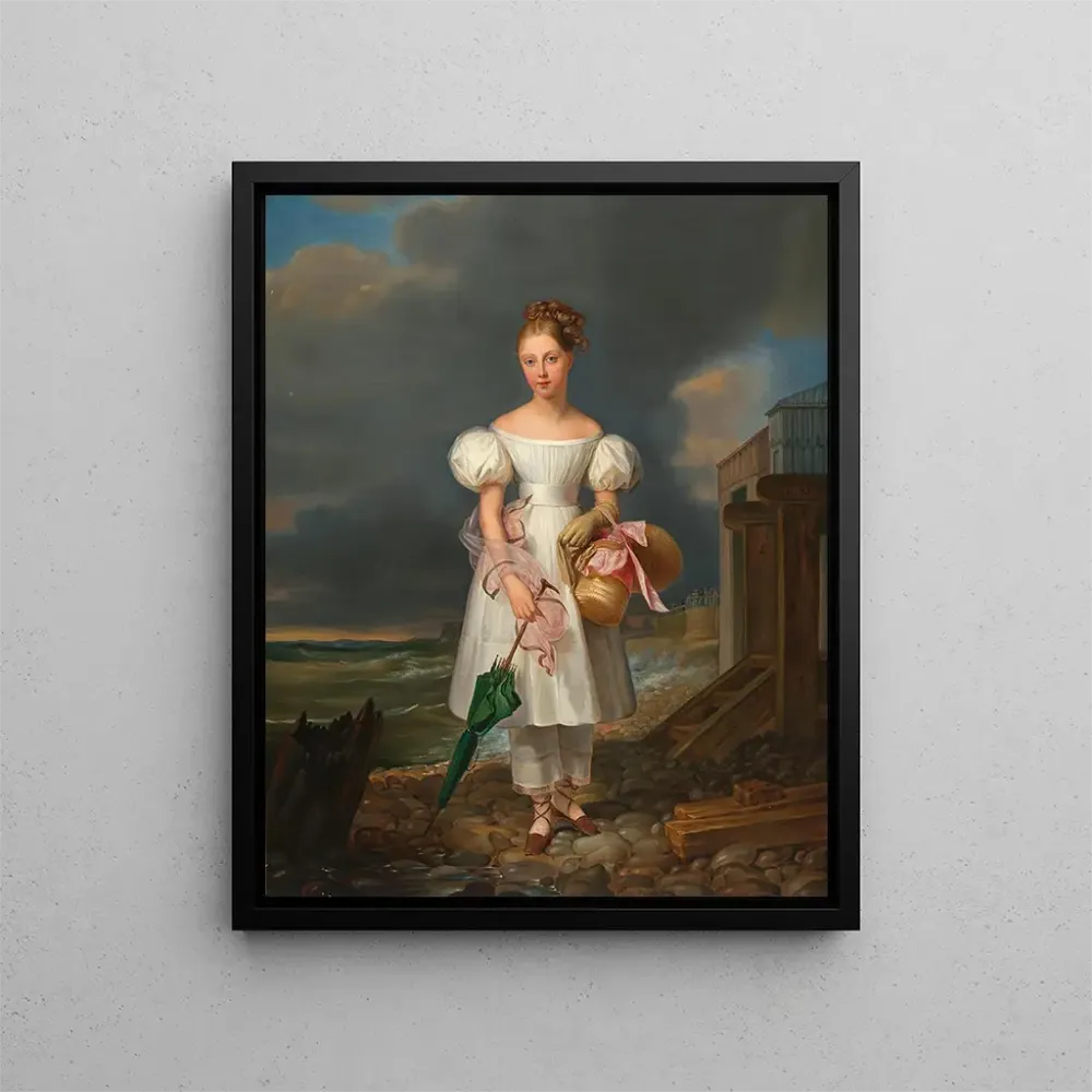 Maalaus Portrait d'une jeune fille sur la plage - Alexandre-Jean Dubois-Drahonet | Taidetuloste