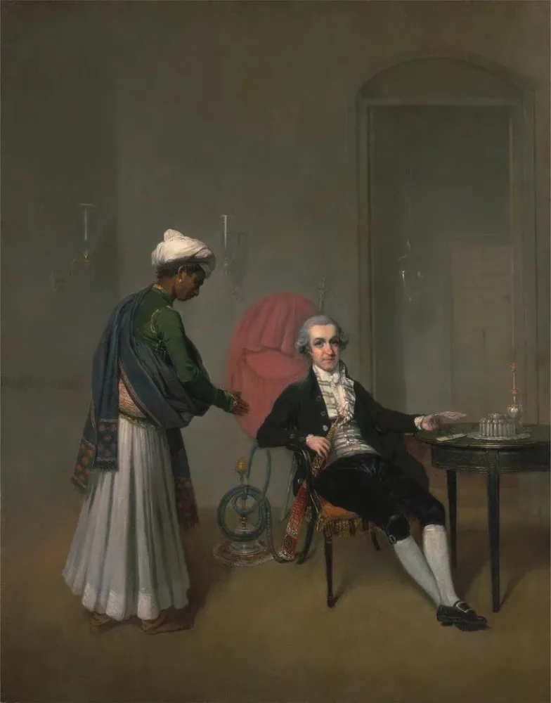 Maalaus Portrait gentleman, probably William Hickey, and Indian servant - Arthur William Devis | Taidetuloste