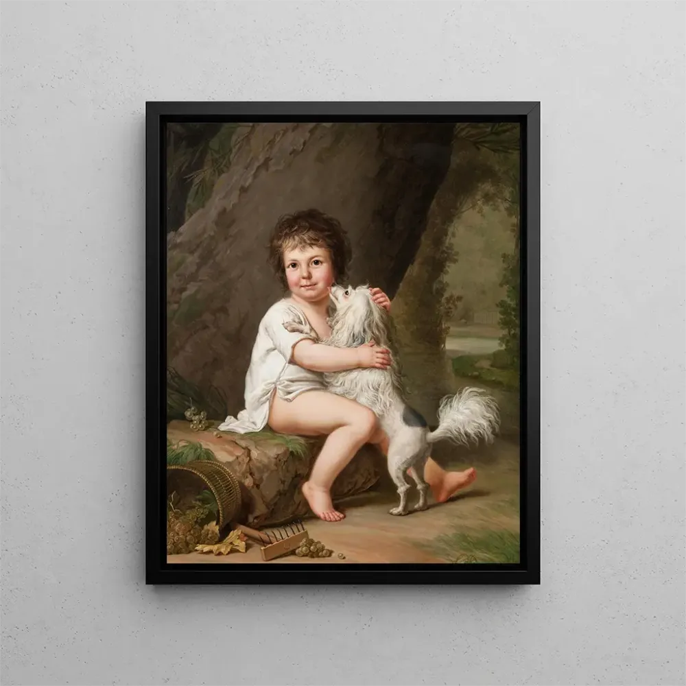 Maalaus Portrait du jeune Henri Bertholet Campan 1784-1821 avec la chienne Aline - Adolf Ulrik Wertmüller | Taidetuloste