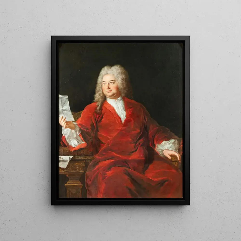 Maalaus Portrait man sitting wearing red coat and holding letter - Alexis Simon Belle | Taidetuloste
