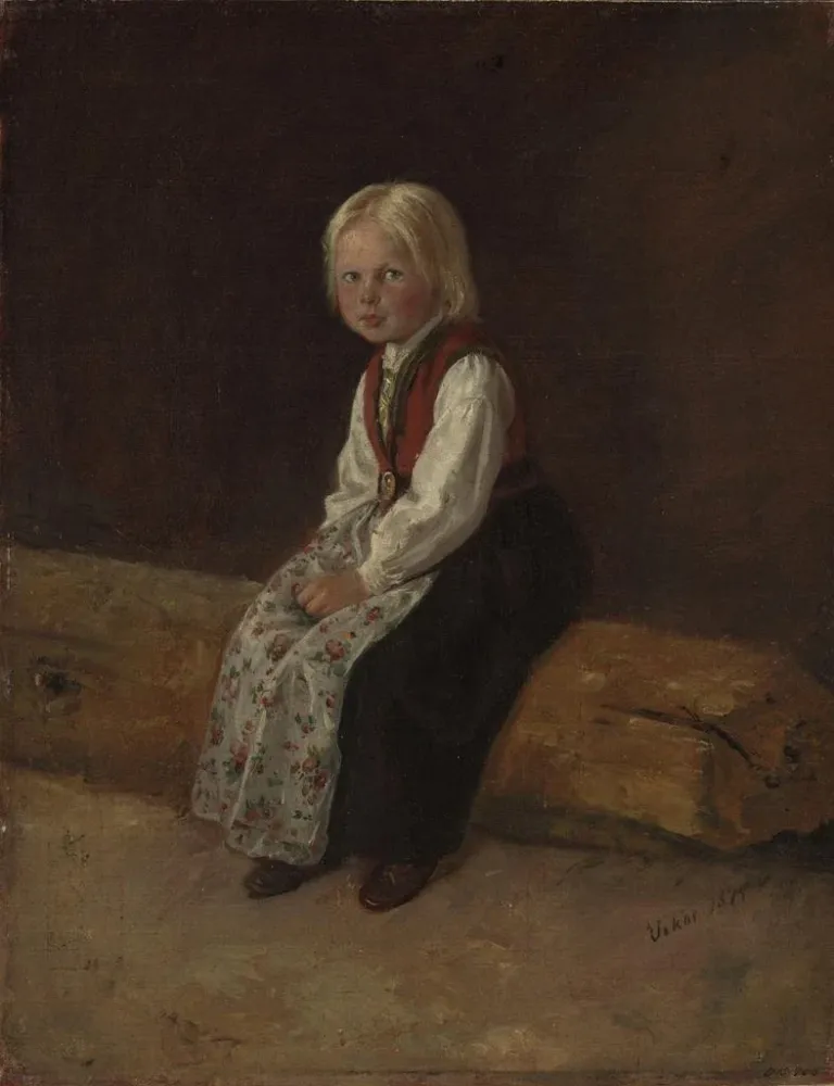 Maalaus Portrait de Sella Larsdatter Vikr - Adolph Tidemand | Taidetuloste