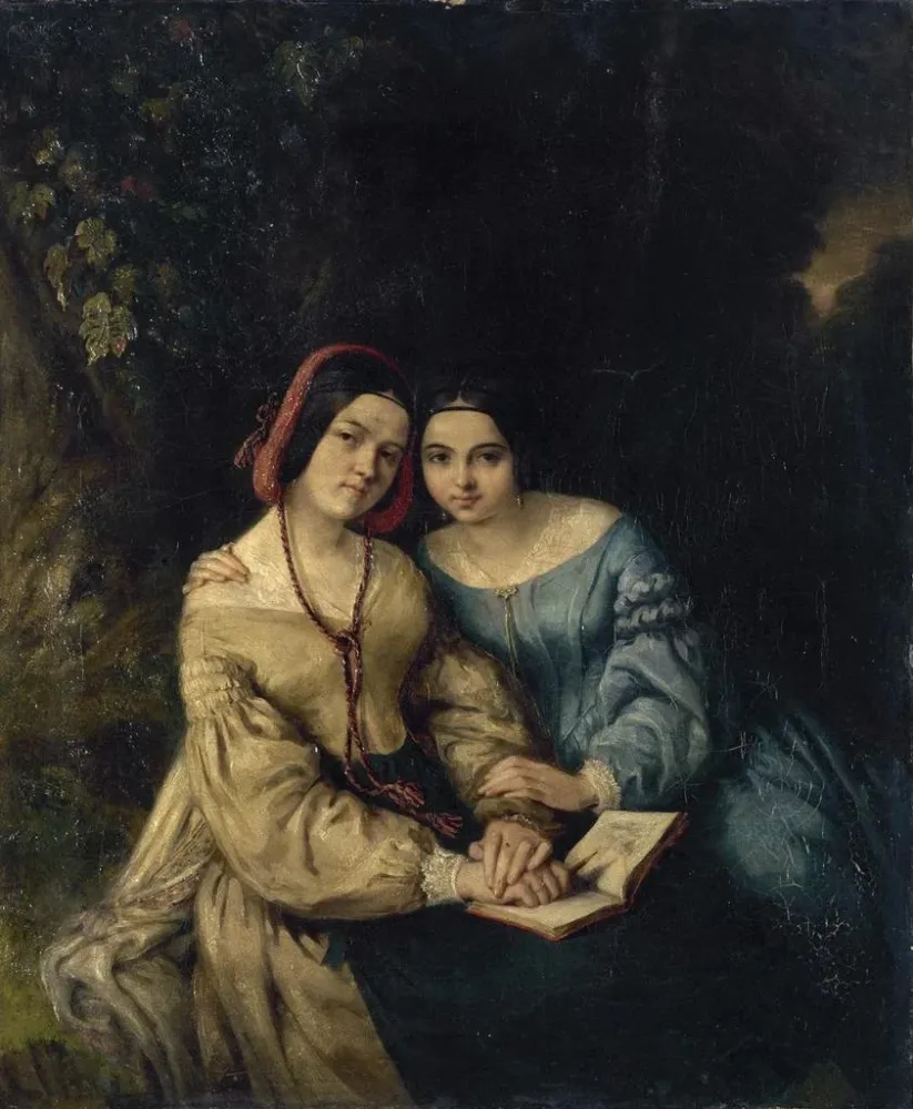 Maalaus Portraits d'Héloïse et Anaïs Colin par elles-mêmes - Adolphe-Anaïs Colin | Taidetuloste