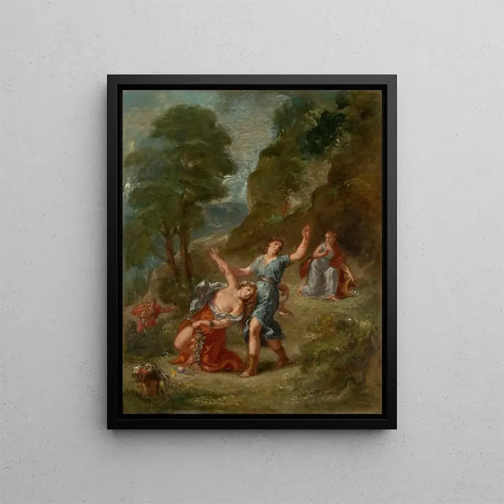 Maalaus Le Printemps : Eurydice mordue par un serpent lors de la cueillette de fleurs, la mort d’Eurydice - Eugène Delacroix