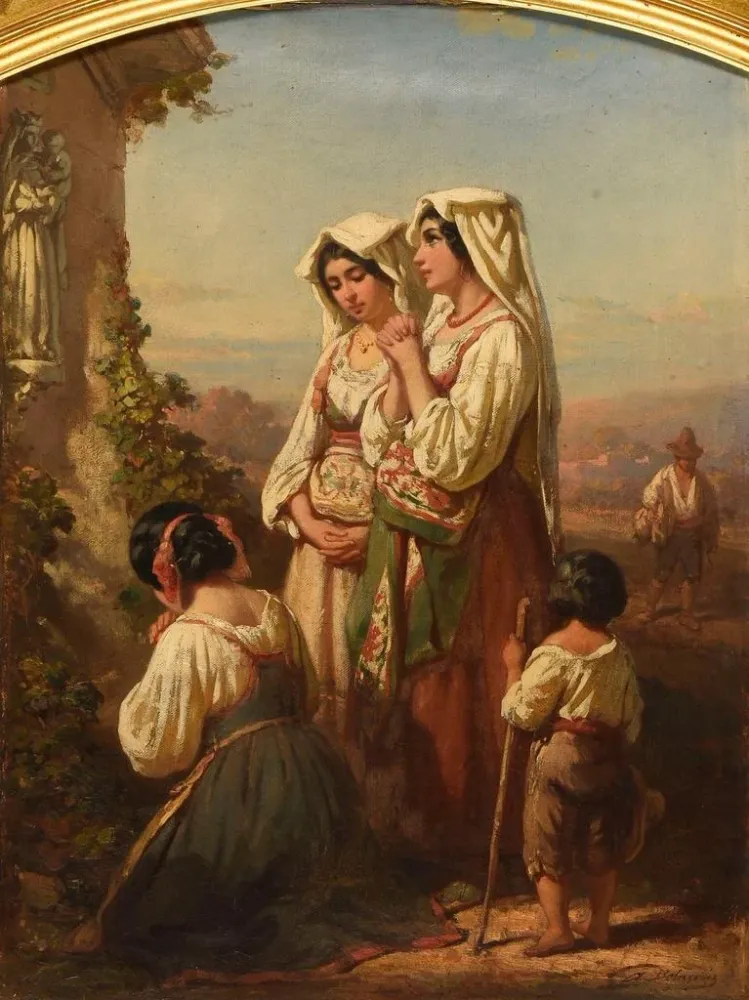 Maalaus Prières à la Madone - Auguste Delacroix | Taidetuloste