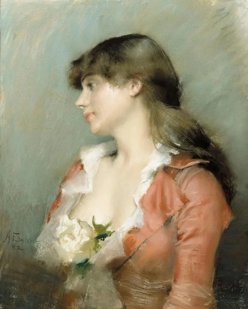 Maalaus Profil d'une jeune femme - Albert Edelfelt | Taidetuloste