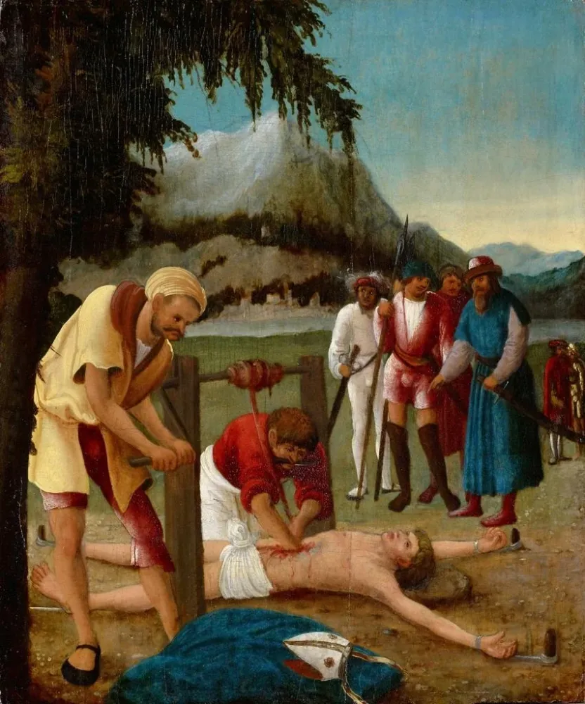 Maalaus Pyhän Erasmuksen marttyyri - Albrecht Altdorferin ateljee | Taidetuloste
