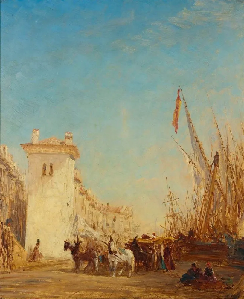 Maalaus Le quai Saint - Jean à Marseille - Félix Ziem | Taidetuloste