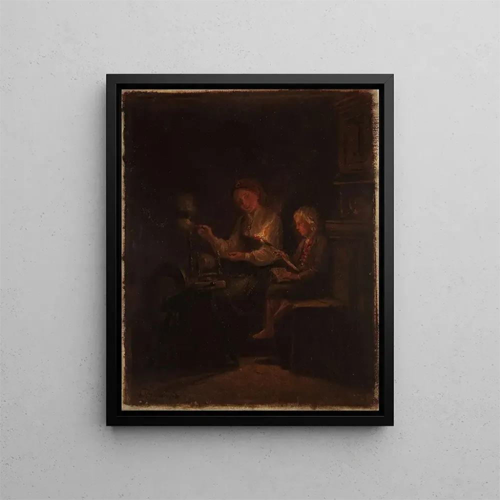 Maalaus Au rouet - Adolph Tidemand | Taidetuloste