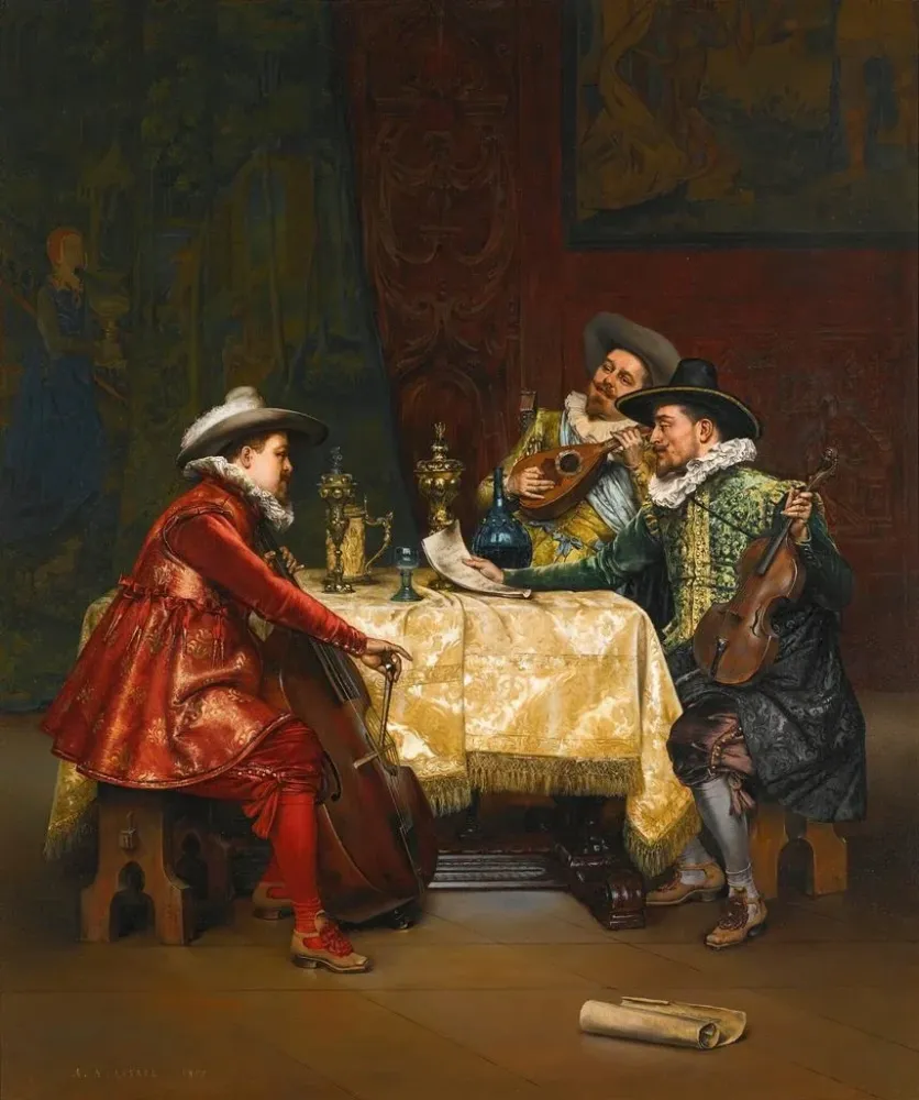 Maalaus La répétition - Adolphe Alexandre Lesrel | Taidetuloste