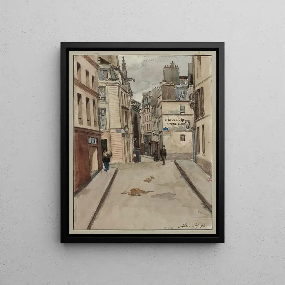 Maalaus Rue du Cloître Saint - Merry de la rue du Renard à la rue Saint - Martin - F. Sguin | Taidetuloste