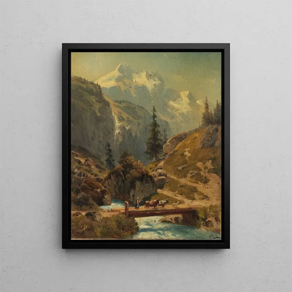 Maalaus Ruisseau de montagne en haute montagne - Adolf Conrad Mosengel | Taidetuloste