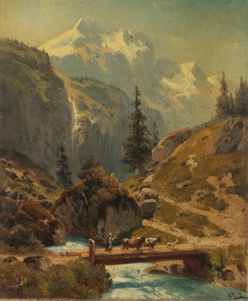 Maalaus Ruisseau de montagne en haute montagne - Adolf Conrad Mosengel | Taidetuloste