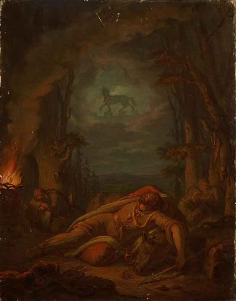 Maalaus Rêve de Gediminas sur le Loup de Fer - Aleksander Lesser | Taidetuloste